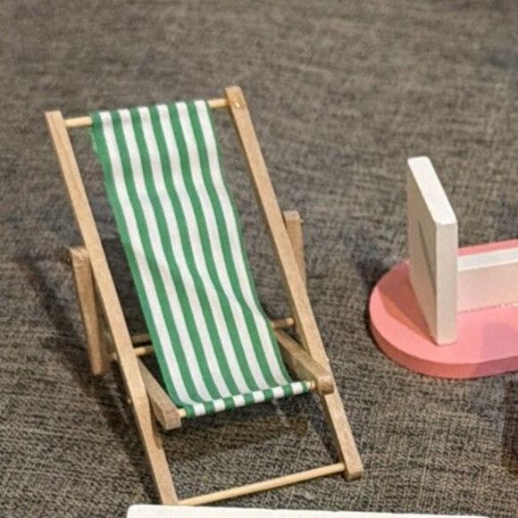 Pink Dolls House Furniture Wooden Set  Dolls Toys For Kids Gift 12 pieces - Picture 2 of 5